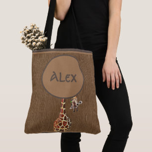 Funny Peeking Giraffe Monogram Tasche