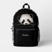 Funny Peeking Panda Bär mit Tracks Bedruckter Rucksack (Vorderseite)