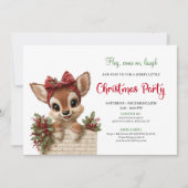 Funny peeking reindeer holiday kids party invites einladung (Vorderseite)