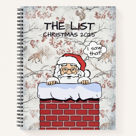 Funny Peeking Santa Naughty List Notizblock (Vorderseite)