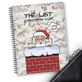 Funny Peeking Santa Naughty List Notizblock