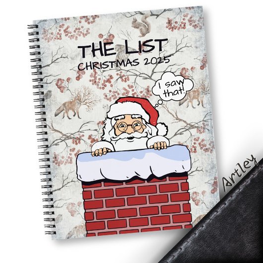 Funny Peeking Santa Naughty List Notizblock