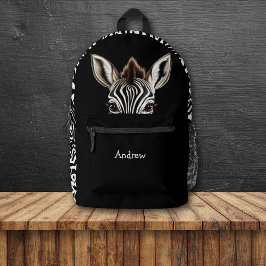 Funny Peeking Zebra Bedruckter Rucksack