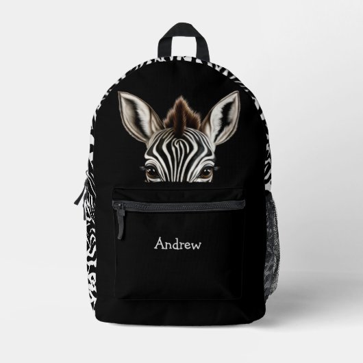 Funny Peeking Zebra Bedruckter Rucksack (Vorderseite)