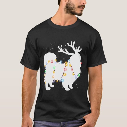Funny Pekingese Dog Tree Christmas Lights Xmas Paj T-Shirt (Vorderseite)