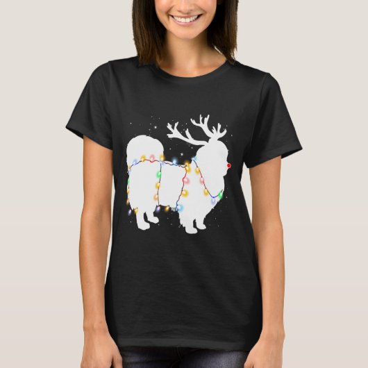 Funny Pekingese Dog Tree Christmas Lights Xmas Paj T-Shirt (Vorderseite)