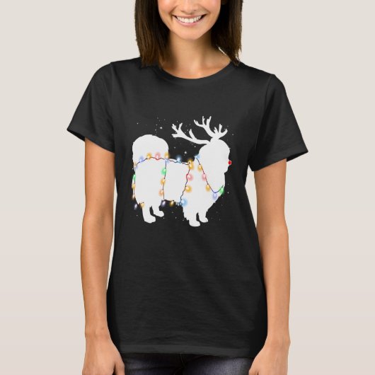 Funny Pekingese Dog Tree Weihnachtsbeleuchtung Xma T-Shirt (Vorderseite)