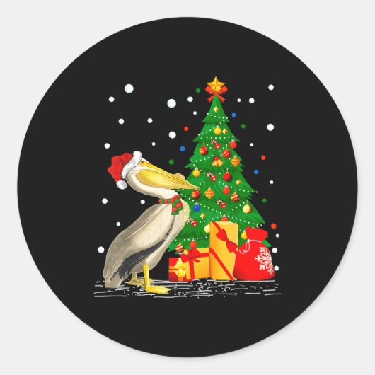 Funny Pelican Lover Gift Santa Hat Pelican Christm Runder Aufkleber (Vorderseite)