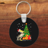 Funny Pelican Lover Gift Santa Hat Pelican Christm Schlüsselanhänger (Vorderseite)