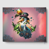 Funny pelican mit Steampunk-Hut und tropischem Fan Gästebuch (Rückseite)