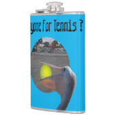Funny Pelican Tennis Player, Hip Flask Flachmann (Links)