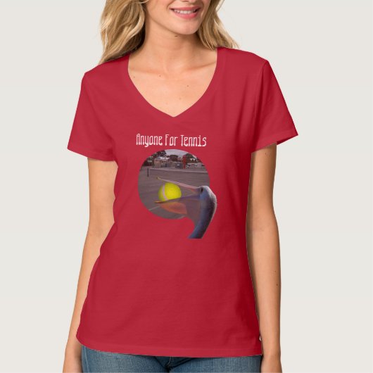 Funny Pelican Tennis Player, Ladys Tshirt (Vorderseite)