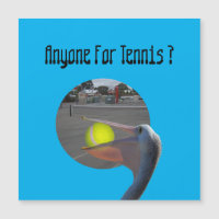 Funny Pelican Tennis Player, Magnetkarte