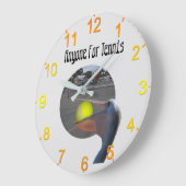 Funny Pelican Tennis Player, Wall Clock Große Wanduhr (Winkel)
