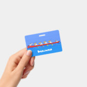 Funny pelicans ruderender Cartoon Ausweis (Handheld)