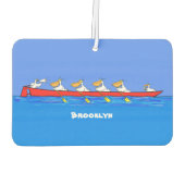 Funny pelicans ruderender Cartoon Autolufterfrischer (Rückseite)