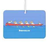 Funny pelicans ruderender Cartoon Autolufterfrischer (Vorderseite)