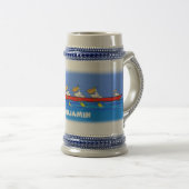 Funny pelicans ruderender Cartoon Bierglas (VorderseiteRechts)