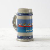 Funny pelicans ruderender Cartoon Bierglas (Vorderseite Links)