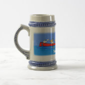 Funny pelicans ruderender Cartoon Bierglas (Links)