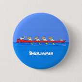 Funny pelicans ruderender Cartoon Button (Vorderseite)