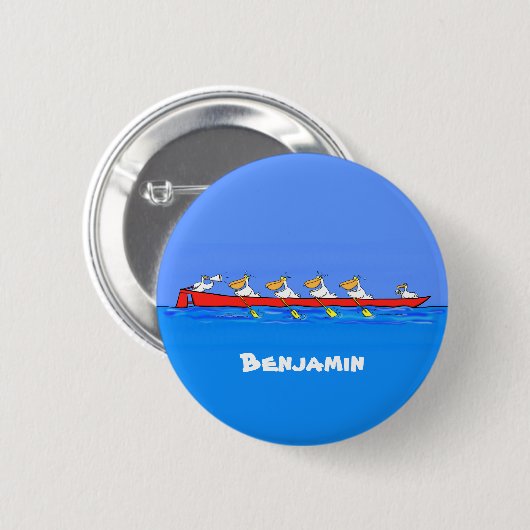 Funny pelicans ruderender Cartoon Button (Vorne & Hinten)