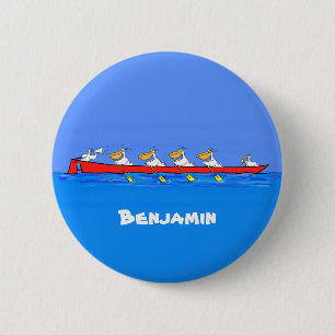 Funny pelicans ruderender Cartoon Button