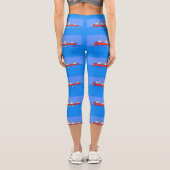 Funny pelicans ruderender Cartoon Capri Leggings (Rückseite)