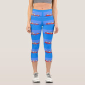 Funny pelicans ruderender Cartoon Capri Leggings (Vorderseite)