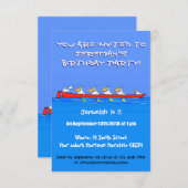 Funny pelicans ruderender Cartoon Einladung (Vorne/Hinten)