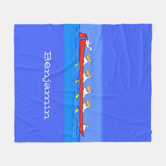Funny pelicans ruderender Cartoon Fleecedecke (Vorderseite (Horizontal))