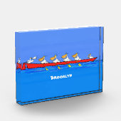 Funny pelicans ruderender Cartoon Fotoblock (Links)