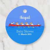 Funny pelicans ruderender Cartoon Geschenkanhänger (Rückseite)