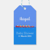 Funny pelicans ruderender Cartoon Geschenkanhänger (Rückseite)