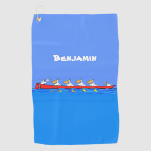 Funny pelicans ruderender Cartoon Golfhandtuch