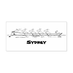 Funny pelicans ruderender Cartoon Gummistempel