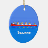 Funny pelicans ruderender Cartoon Keramik Ornament (Rechts)
