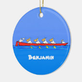 Funny pelicans ruderender Cartoon Keramik Ornament (Links)