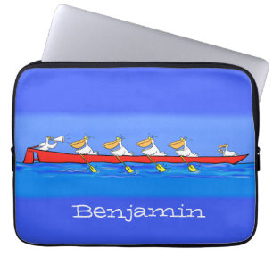 Funny pelicans ruderender Cartoon Laptopschutzhülle
