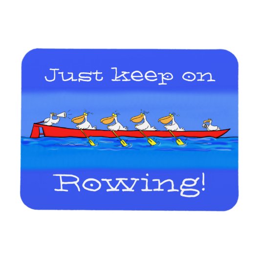 Funny pelicans ruderender Cartoon Magnet (Horizontal)