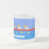 Funny pelicans ruderender Cartoon Mattglastasse (VorderseiteRechts)
