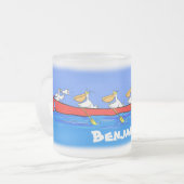 Funny pelicans ruderender Cartoon Mattglastasse (Vorderseite Links)