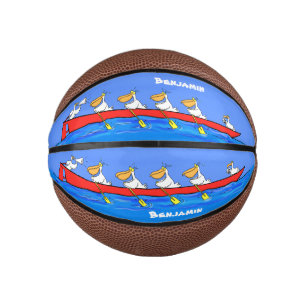 Funny pelicans ruderender Cartoon Mini Basketball