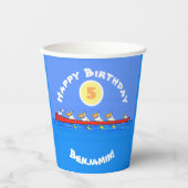 Funny pelicans ruderender Cartoon Pappbecher (Vorderseite)