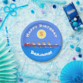 Funny pelicans ruderender Cartoon Pappteller (Party)