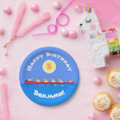 Funny pelicans ruderender Cartoon Pappteller (Party)