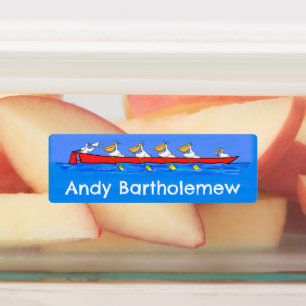 Funny pelicans ruderender Cartoon personalisiert Etiketten