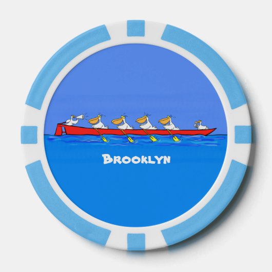 Funny pelicans ruderender Cartoon Pokerchips (Vorderseite)
