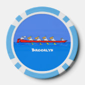 Funny pelicans ruderender Cartoon Pokerchips (Rückseite)