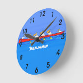 Funny pelicans ruderender Cartoon Runde Wanduhr (Winkel)